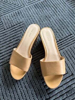 Nine West Beige Slide Mules